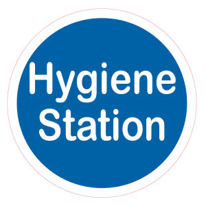 COVID Rule 1: Please use our designated hygiene stations - (Floor Sticker)