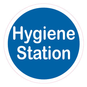 COVID Rule 1: Please use our designated hygiene stations - (Wall Sticker)